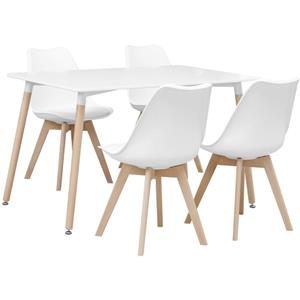 alice'sgarden Rechteckiger Esstisch aus Holz 120 cm weiß - hedvig - 4 Stühle, 4 Plätze, skandinavisches Design, Holzbeine - Weiß