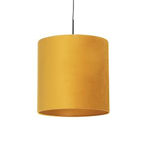 Qazqa - Hängelampe mit Veloursschirm gelb mit Gold 40 cm - Combi - Gelb