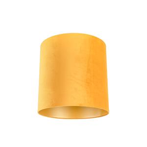 Qazqa - Velourslampenschirm gelb 40/40/40 mit goldener Innenseite - Gelb