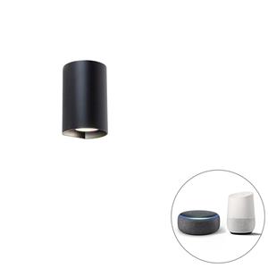 QAZQA Smart ronde wandlamp zwart incl. Wifi GU10 - Sabbir