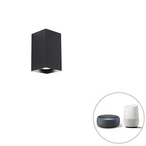 qazqa Smart vierkante wandlamp zwart incl. Wifi GU10 - Sabbir - Schwarz
