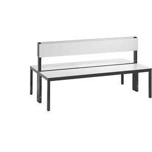 C+P Garderobenbank BASIC PLUS, doppelseitig, Sitzfläche HPL, halbhoch, Länge 1500 mm, weiß