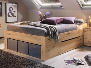 Mobistoxx Bed SCARLETT 140x200 cm artisan eik met opbergkoffers zonder hoofdeinde