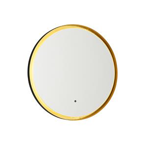 qazqa Badezimmerspiegel schwarz mit Gold inkl. led und Touchdimmer - Pim - Gold