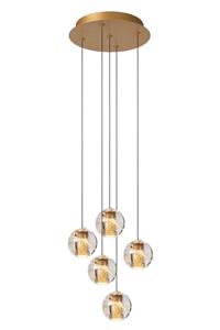 Lucide LED Pendelleuchte Dilenko in Gold-matt und Transparent 5x 3,5W 700lm rund