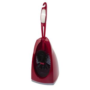Brumag Wc-borstel/toiletborstel met randreiniger en houder rood 41.5 cm van kunststof/RVS -