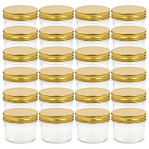 VidaXL Jampotten met goudkleurige deksels 24 st 110 ml glas