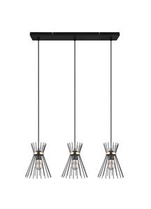 Trio international Hanglamp Rod design zwart 3-lichts R31533080