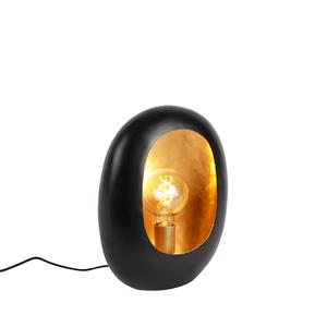 QAZQA Design tafellamp zwart met gouden binnenkant 36 cm - Cova