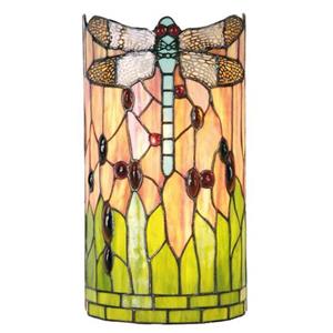 Clayre & Eef Wandlamp Tiffany 20x11x36 cm Groen Bruin Glas Halfrond