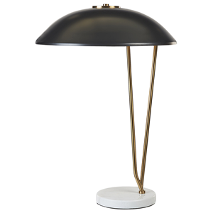 Beliani - Tischlampe Metall schwarz / gold rund mit Schirm Marmorfuß 58 cm modern Danto - Schwarz