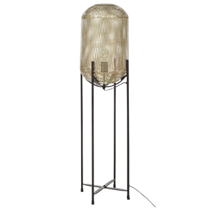 beliani Stehlampe Metall messing mit Beinen schwarz 107 cm oval Gitter-Design Kamini - Messing