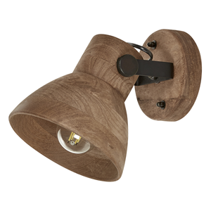 beliani Wandlampe Mango-Holz dunkelbraun mit 1 Schirm Glockenform verstellbar Periyar - Dunkler Holzfarbton