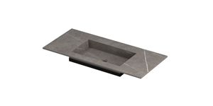 INK Post wastafel in keramische slab met envelop bodem wasbak midden zonder kraangat 100x45x1cm, armani grey mat