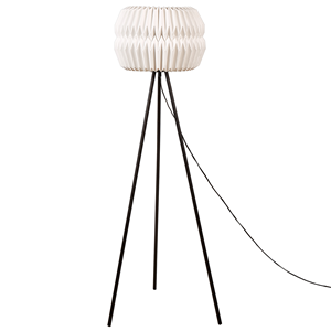 beliani Dreibein Stehlampe mit Papierschirm Modernes Design Minimalistischer Stil Schwarze Metallbeine Hunter - Weiß