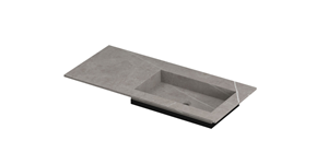 INK Post wastafel in keramische slab met envelop bodem wasbak rechts zonder kraangat 100x45x1cm, armani grey mat