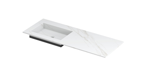 INK Post wastafel in keramische slab met envelop bodem wasbak ls zonder kraangat 120x45x1cm, calacatta mat