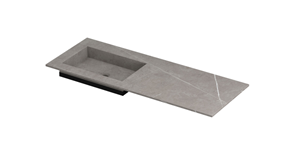 INK Post wastafel in keramische slab met envelop bodem wasbak ls zonder kraangat 120x45x1cm, armani grey mat