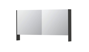 INK SPK3 spiegelkast met 2 dubbel gespiegelde deuren, open planchet, stopcontact en schakelaar 140 x 14 x 74 cm, hoogglans antraciet