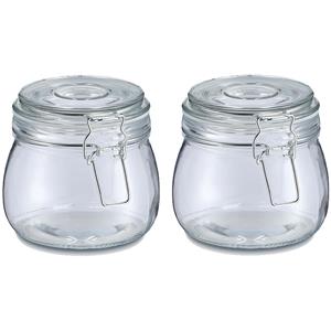 Zeller Voorraadpot/bewaarpot Alfie - 2x - 500 ml - glas - beugelsluiting - D11 x H11 cm -