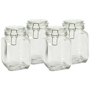 Vivalto Voorraadpot/bewaarpot - 4x - Caja - 1.2L - glas - met beugelsluiting - D11 x H17 cm -