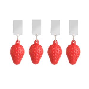 Esschert Design Tafelkleedgewichten aardbeien - 4x - rood - kunststof -