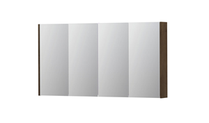 INK SPK2 spiegelkast met 4 dubbelzijdige spiegeldeuren, 4 verstelbare glazen planchetten, stopcontact en schakelaar 140 x 14 x 73 cm, fineer