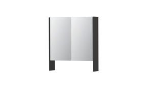 INK SPK3 spiegelkast met 2 dubbel gespiegelde deuren, open planchet, stopcontact en schakelaar 70 x 14 x 74 cm, hoogglans antraciet