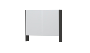 INK SPK3 spiegelkast met 2 dubbel gespiegelde deuren, open planchet, stopcontact en schakelaar 90 x 14 x 74 cm, hoogglans antraciet