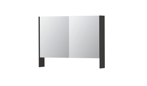 INK SPK3 spiegelkast met 2 dubbel gespiegelde deuren, open planchet, stopcontact en schakelaar 100 x 14 x 74 cm, hoogglans antraciet