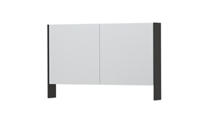 INK SPK3 spiegelkast met 2 dubbel gespiegelde deuren, open planchet, stopcontact en schakelaar 120 x 14 x 74 cm, hoogglans antraciet
