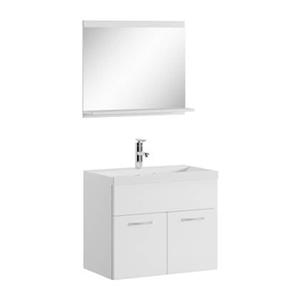 badplaats Badezimmer Badmöbel Set Montreal 02 60cm Waschbecken Hochglanz Weiß Fronten - Unterschrank Waschtisch Spiegel Möbel - Hochglanz Weiß