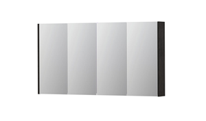 INK SPK2 spiegelkast met 4 dubbelzijdige spiegeldeuren, 4 verstelbare glazen planchetten, stopcontact en schakelaar 140 x 14 x 73 cm, houtskool eiken
