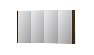 INK SPK2 spiegelkast met 4 dubbelzijdige spiegeldeuren, 4 verstelbare glazen planchetten, stopcontact en schakelaar 140 x 14 x 73 cm, koper eiken