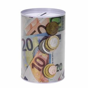 Merkloos Spaarpot euro biljetten en muntgeld 10 x 15 cm -
