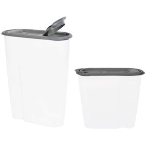 Excellent Houseware Voedselcontainer strooibus - grijs - 1,5 en 2,2 liter - kunststof -