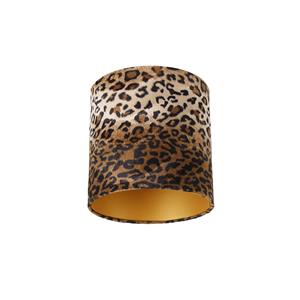 qazqa Velours Lampenschirm Leopard Design 25/25/25 Gold innen - Leo