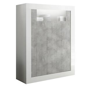 Pesaro Mobilia Buffetkast Urbino 144 cm hoog in hoogglans wit met grijs beton