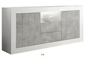 Pesaro Mobilia Dressoir Urbino 184 cm breed in hoogglans wit met grijs beton