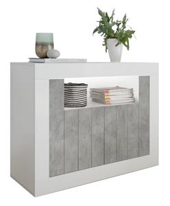 Pesaro Mobilia Dressoir Urbino 110 cm breed in hoogglans wit met grijs beton