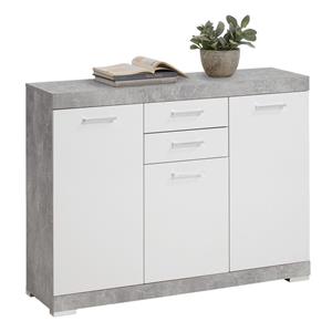 FD Furniture Dressoir Bristol 3 van 120 cm breed in grijs beton met wit