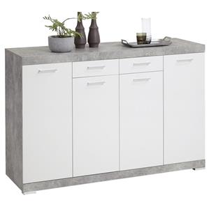 FD Furniture Dressoir Bristol 44 XL van 160 cm breed in grijs beton met wit