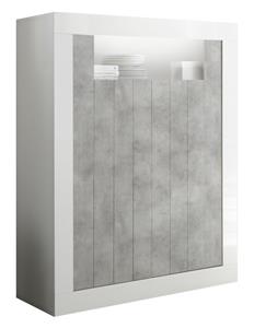 Pesaro Mobilia Opbergkast Urbino 144 cm hoog in hoogglans wit met grijs beton