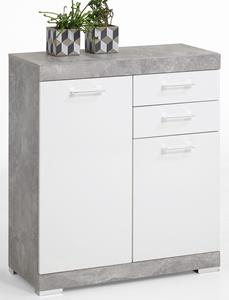 FD Furniture Commode Bristol 2 van 90 cm hoog in grijs beton met wit