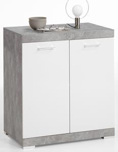 FD Furniture Opbergkast Bristol 1 XL van 90 cm hoog in grijs beton met wit