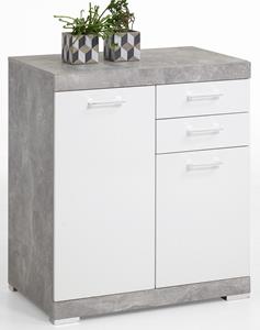 FD Furniture Commode Bristol 2 XL van 90 cm hoog in grijs beton met wit