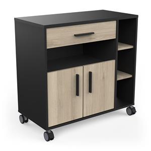 Young Furniture Verrijdbaar keukenkast Rivoli 77 cm hoog in eiken met zwart