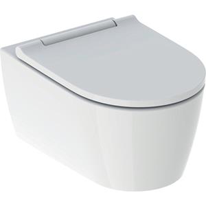 Keramag - Geberit One Wand-WC Tiefspüler wandhängend, TurboFlush, mit WC-Sitz mit Absenkautomatik, Farbe: Keramik weiss matt, Designabdeckung
