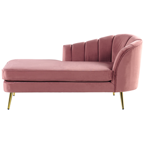 BELIANI Chaise longue rechtszijdig fluweel roze ALLIER