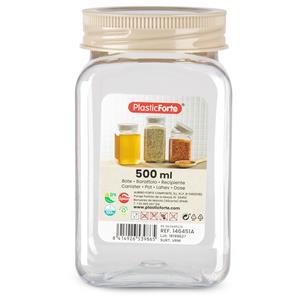 PlasticForte Voorraadpot/bewaarpot - 500 ml - kunststof - beige - B7 x H13 cm -